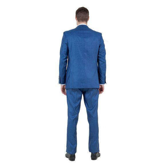 Sharkskin Classic Fit Mens Suit 3pc, Blue - Picture 5 of 6